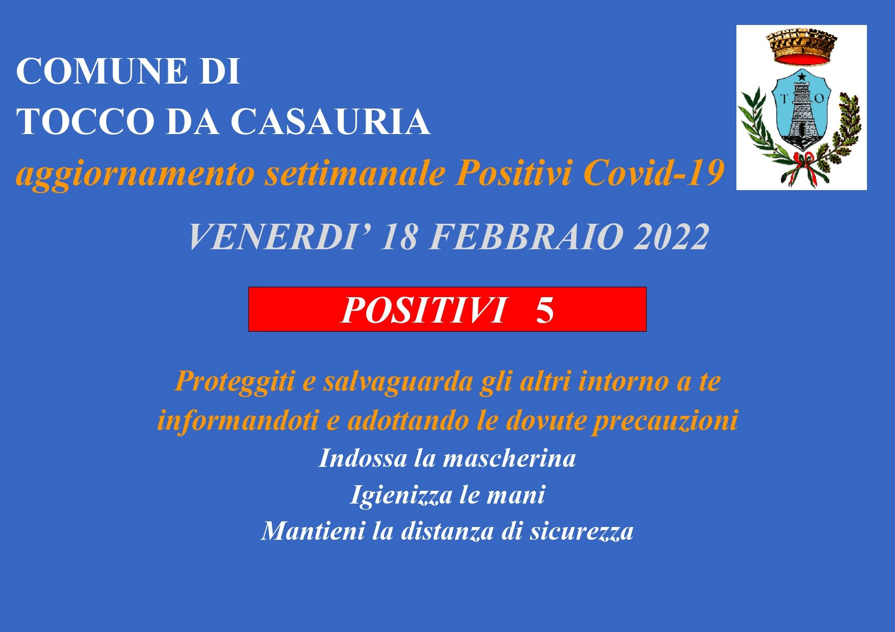 AGGIORNAMENTO SETTIMANALE CASI COVID-19